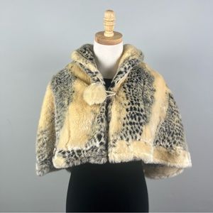 Cream and Black Faux Fur Shawl